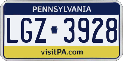 PA license plate LGZ3928