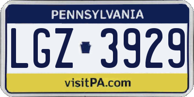 PA license plate LGZ3929