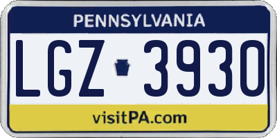 PA license plate LGZ3930