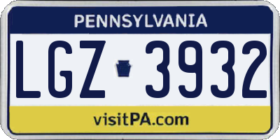 PA license plate LGZ3932