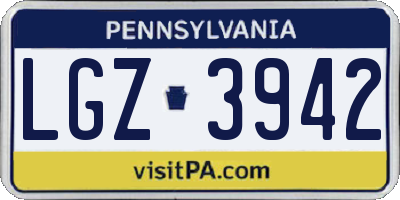 PA license plate LGZ3942