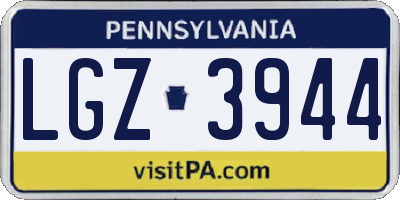 PA license plate LGZ3944