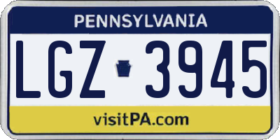 PA license plate LGZ3945