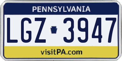 PA license plate LGZ3947