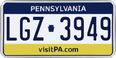 PA license plate LGZ3949