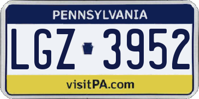 PA license plate LGZ3952