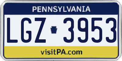 PA license plate LGZ3953