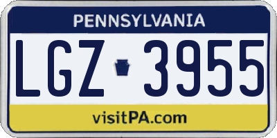 PA license plate LGZ3955