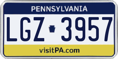 PA license plate LGZ3957
