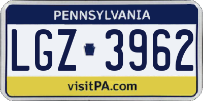 PA license plate LGZ3962