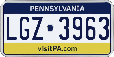 PA license plate LGZ3963