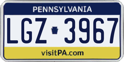 PA license plate LGZ3967