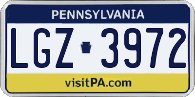 PA license plate LGZ3972