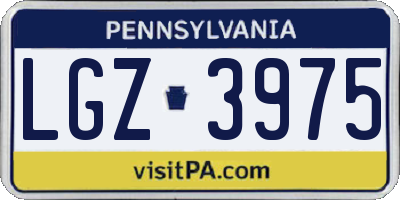 PA license plate LGZ3975