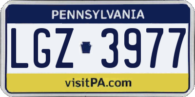PA license plate LGZ3977