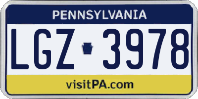 PA license plate LGZ3978