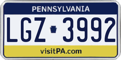 PA license plate LGZ3992