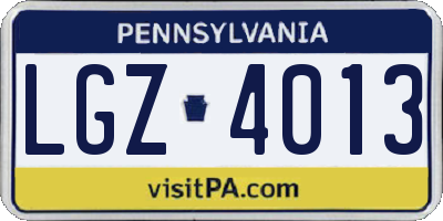 PA license plate LGZ4013