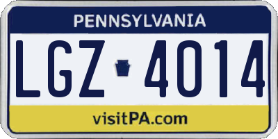 PA license plate LGZ4014