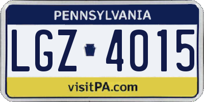 PA license plate LGZ4015