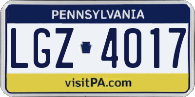 PA license plate LGZ4017