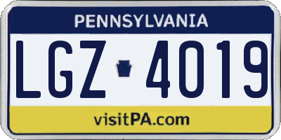 PA license plate LGZ4019