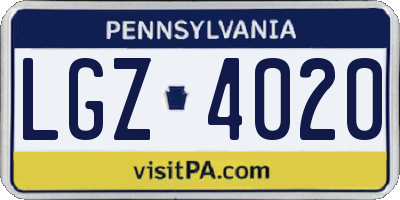 PA license plate LGZ4020