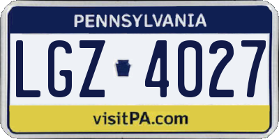 PA license plate LGZ4027