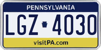 PA license plate LGZ4030