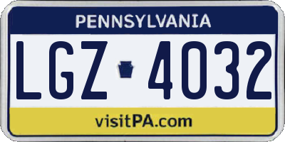 PA license plate LGZ4032