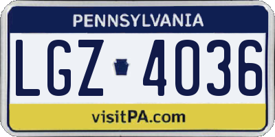 PA license plate LGZ4036