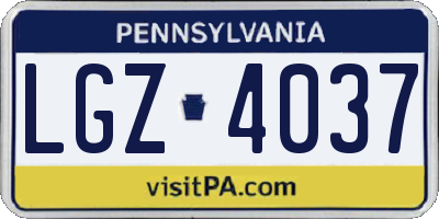 PA license plate LGZ4037
