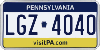 PA license plate LGZ4040