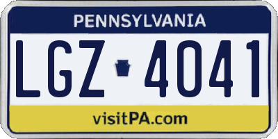 PA license plate LGZ4041