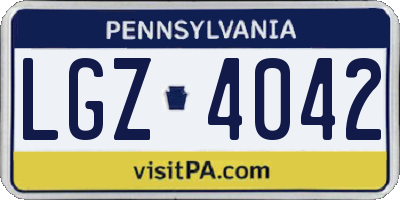 PA license plate LGZ4042