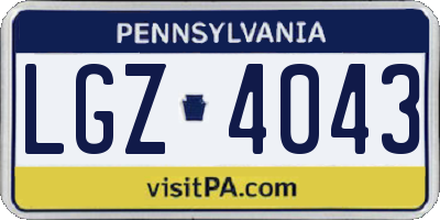 PA license plate LGZ4043