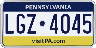 PA license plate LGZ4045