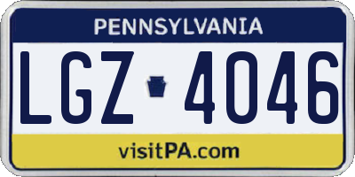 PA license plate LGZ4046