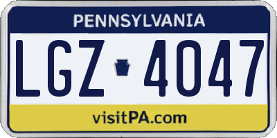 PA license plate LGZ4047