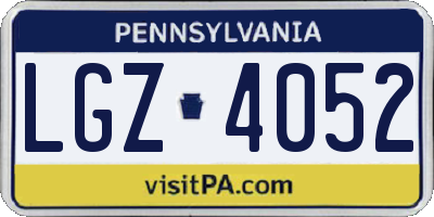 PA license plate LGZ4052