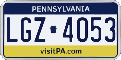 PA license plate LGZ4053