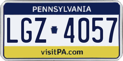 PA license plate LGZ4057