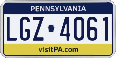 PA license plate LGZ4061