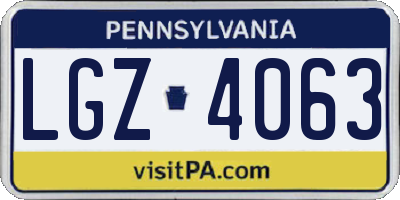 PA license plate LGZ4063