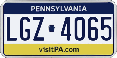 PA license plate LGZ4065
