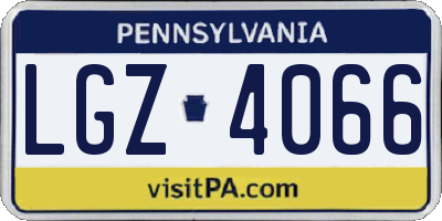 PA license plate LGZ4066