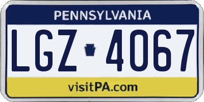 PA license plate LGZ4067