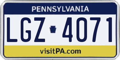 PA license plate LGZ4071