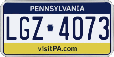 PA license plate LGZ4073