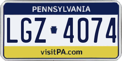 PA license plate LGZ4074